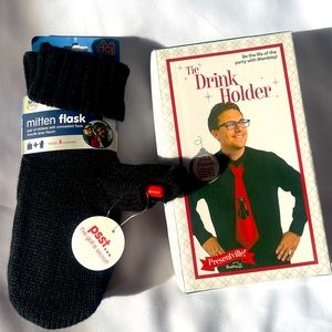 Drinker’s Bundle: Gloves w/hidden flask & Tie that’s a beer holder NWT
